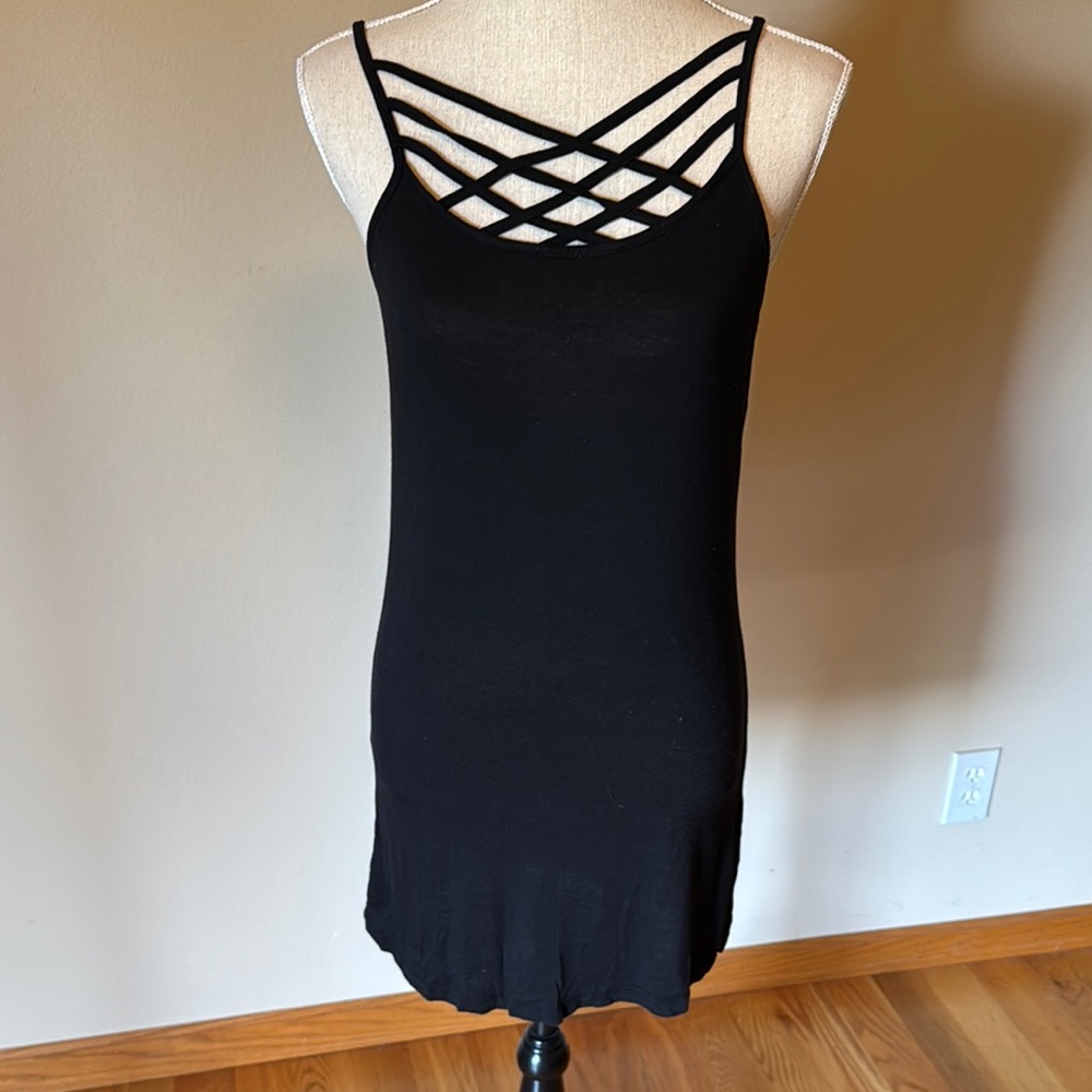 Easel Black Crisscross Mini Dress